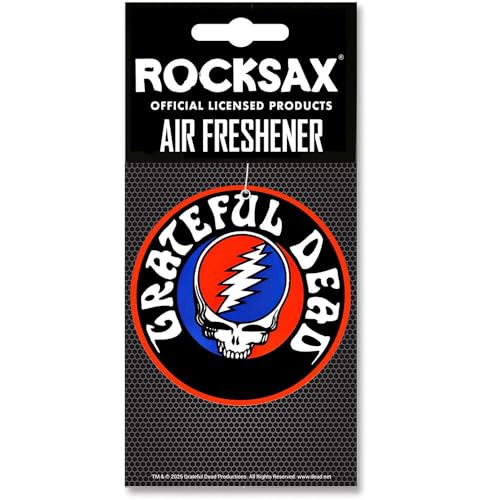 Rocksax Grateful Dead Steal Your Face Hanging Air Freshener – Long-Lasting Vanilla Car Air Freshener for Home & Office – Double-Sided Print Rock Band Memorabilia Car Fresheners
